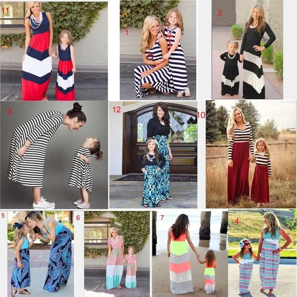Kıyafetler 40 Stil Sıcak Satış Aile Anne Kız Elbise Yaz Aile Eşleştirme Elbise Soyulmuş Renkli Plaj Elbise Ücretsiz Nakliye