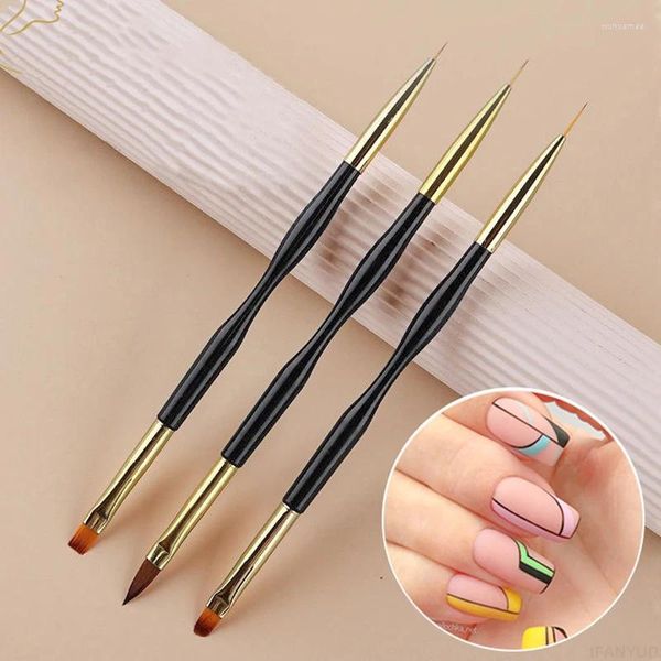 Escovas de unhas 3pcs / 1pcs Manicure Salon Dual Use Gel Gradient Brush Ultra Thin Line Drawing Pen End Art Design Ferramentas de pintura
