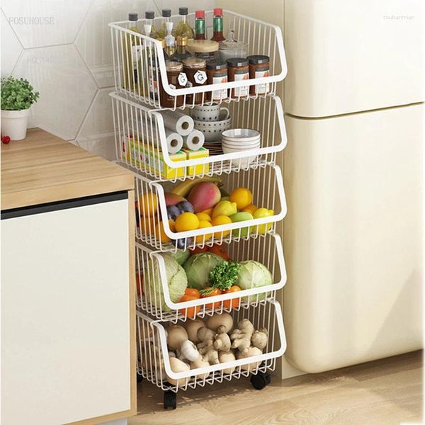 Küche Lagerung Boden Racks Mehrschichtige Bewegliche Obst Und Gemüse Spielzeug Topf Rack Edelstahl Trolley Korb