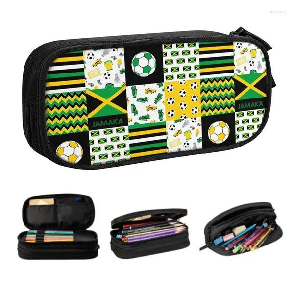 Sacos cosméticos coreano jamaica futebol bola padrão lápis casos para meninas meninos personalizado grande capacidade caneta saco caixa acessórios escolares