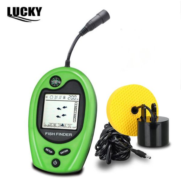 Lucky localizador de peixes portátil, transdutor sonar ff818, alarme 100m, isca, sonda, lago, mar, pesca, displaypor 240104