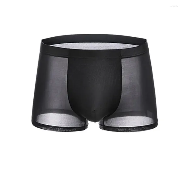 Cuecas confortáveis e na moda masculina transparente boxer briefs gelo seda roupa interior shorts tamanhos l 2xl material respirável