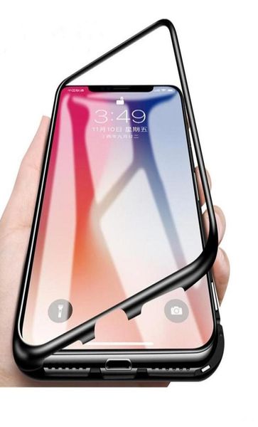 Capa de design de telefone móvel de metal magnético na moda para iphone 12mini 11 pro max xs xr x 7 8 6s vidro temperado duplo lado embutido 2425049