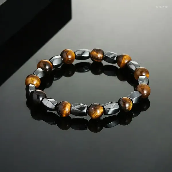 Braccialetti con ciondoli Occhio di tigre naturale Perline di ematite di ossidiana Uomo per protezione sanitaria multistrato magnetica Gioielli da donna Pulsera Hombre