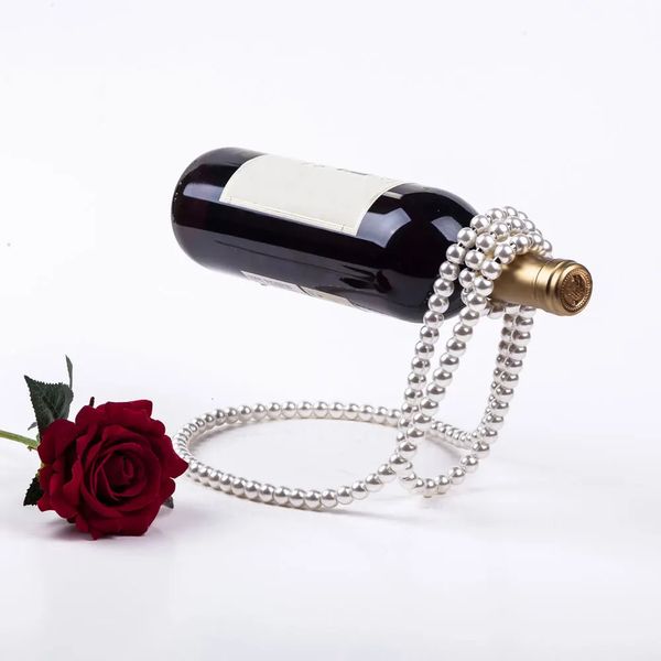 Жемчужное ожерелье, винная стойка, подвесная подвеска, держатель для бутылок, домашний декор, украшение для рабочего стола, роскошная волшебная металлическая смола 240104