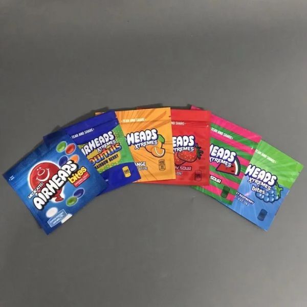 Sacos de embalagem medicamentosos Airheads Xtremes Bites 500mg Orginal Fruit Candy Resealable Mylar Bag 6 tipos Bluest Rasoberry Edibles Gummy BJ