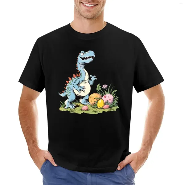 Polos masculinos colorido Páscoa Dino com design de ovo camiseta fãs de esportes camisetas camisas de suor meninos camisa de impressão animal