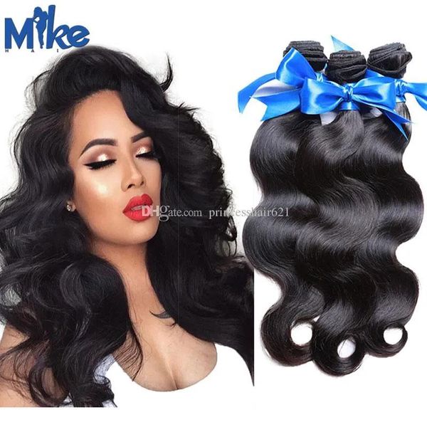 Wefts MikeHAIR Дешевые человеческие волосы оптом 3 пучка бразильских волос объемная волна малазийский индийский модный стиль перуанские пучки волос для женщин