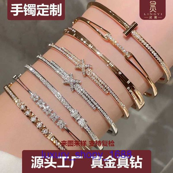 Hochwertiges Edition-Armband, leichter Luxus, Autoreifen aus echtem Gold und Diamantnägeln, Hufeisenschnalle, Schlange, klassisch, vielseitig, mit Originalverpackung