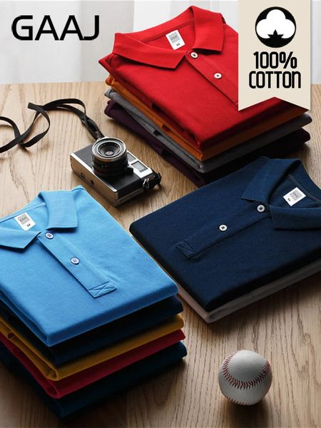 GAAJ 100 Хлопковая рубашка-поло Мужские брендовые рубашки для мужчин с коротким рукавом Летняя модная одежда Винно-синий, серый, красный, темно-синий Мужские поло 240104