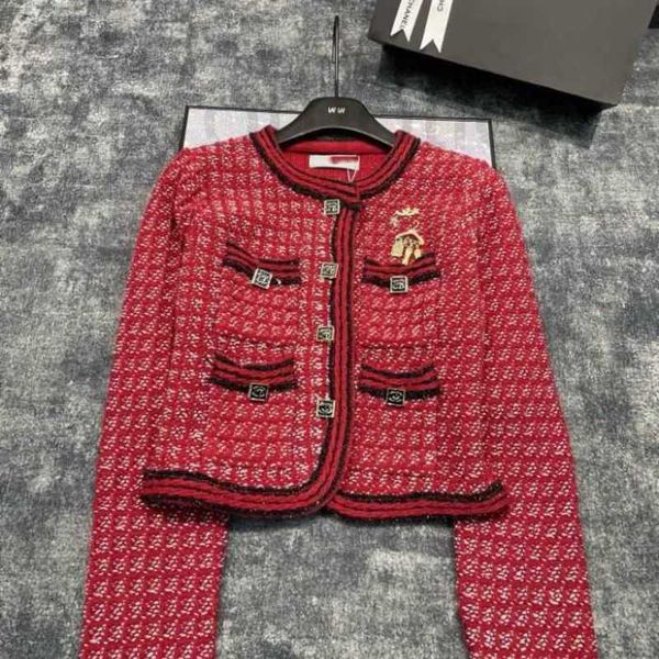 Jaquetas femininas designer Chan CCC Novo padrão outono e inverno lã de malha casaco curto moda versátil lã tweed Cardigan estilo celebridade YYXK