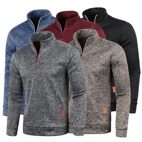 Winter Herren Fleece Dicker Pullover Mantel Halbfleck Reißlöcher