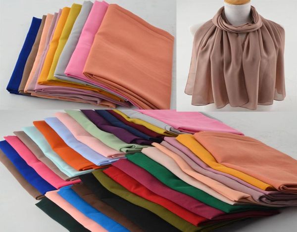 Sciarpa di chiffon a bolle di alta qualità da donna hijab musulmano Scialli istantanei di colore solidoSciarpe musulmane Hijab Foulard da spiaggia in 30 colori S15125200