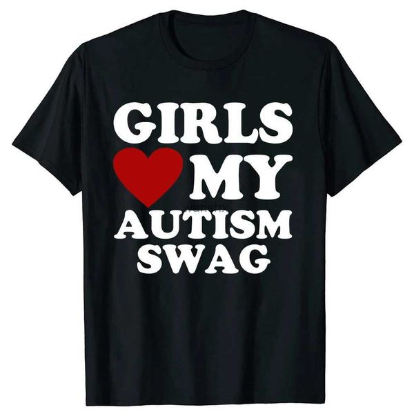 Homens camisetas Meninas amam meu autismo swag engraçado autista menino presentes conscientização camisetas gráfico streetwear manga curta presentes idéias t-shirt menl240104