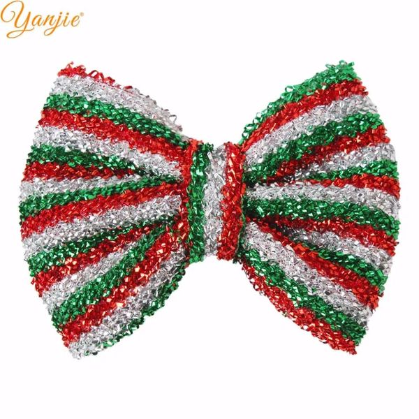 12 pz/lotto Arrivo 5 Natale Glitter Archi Dei Capelli Barrette Bambini A Strisce Festival Accessori Per Capelli FAI DA TE Clip di Capelli Della Ragazza 240103