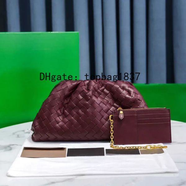 Borsa a mano firmata Wanderer 10A Borsa a mano morbida in vera pelle rossa vino rosso tessitura Borsa grande marca Borse di lusso Portafoglio elegante Alta qualità 2688 con scatola