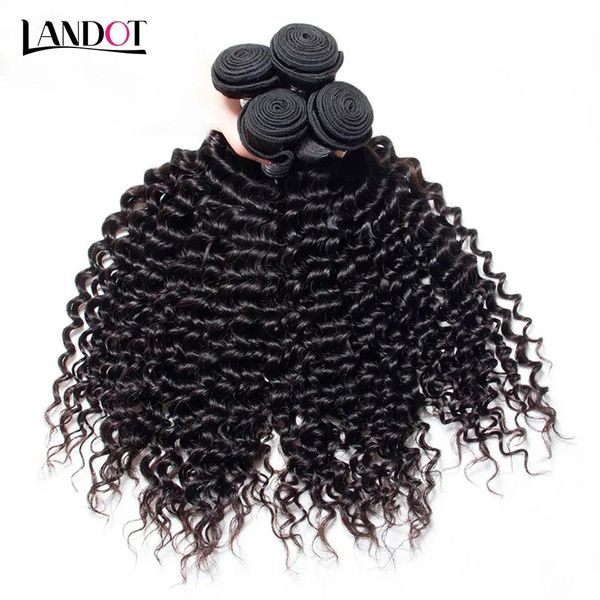 Wefts Brasileiro Profundo Encaracolado Virgem Cabelo Tecer Pacotes Não Processados Peruano Malaio Indiano Cambojano Mongol Kinky Curly Cabelo Humano Ex