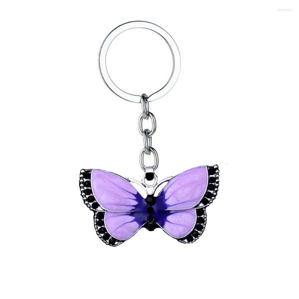 Chaveiros 12 PCs Borboleta Roxa Chaveiro Cristal Chaveiro Bonito Chaveiro Anel Animal Para Mulheres Meninas Jóias Presentes