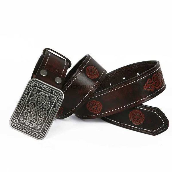 Kemerler Çince Desen Kovboy Pürüzsüz Tokal Kemeri Genuinemen'in Kemeri Ceinture Homme Sarı Kemer Erkek Geniş Kotlar Erkekler Gerçek Deri Kemer