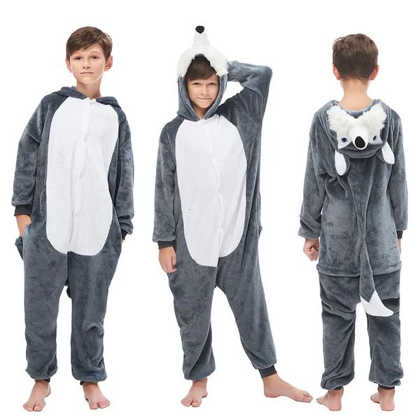 Tier Wolf Löwe Licorne Onesie Kinder Kostüm Overall Kigurumi Pyjamas Einhorn für Kinder Baby Mädchen Pyjamas Jungen Nachtwäsche 240103