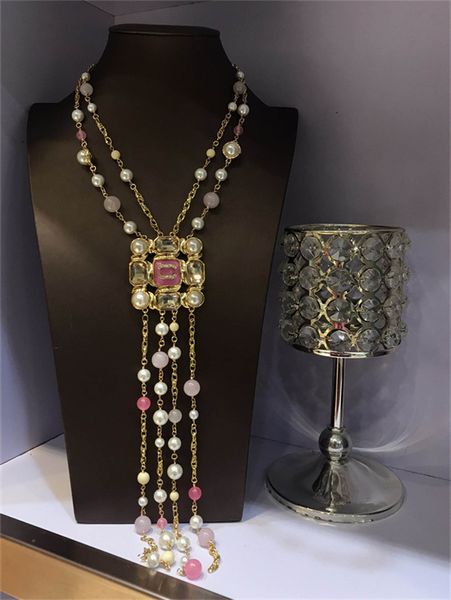 Высококачественные женские ожерелья с подвесками Ccity Pearl, свитер с цепочкой, золотая длинная женская роскошная дизайнерская ювелирная продукция, осеннее и зимнее колье 2317