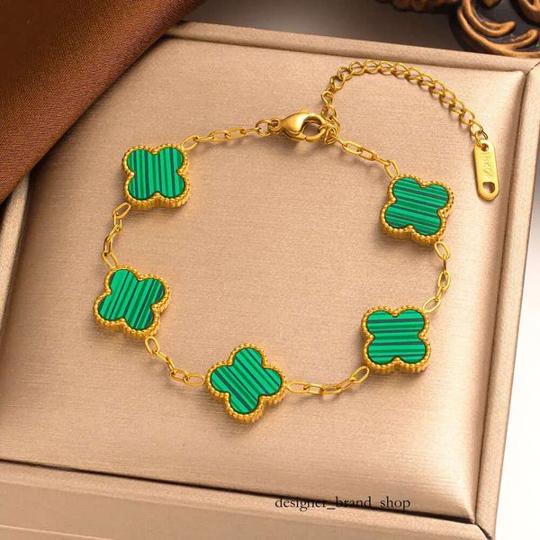 Pulseira de trevo banhada a ouro moda charme pulseira de quatro folhas designer jóias elegante madrepérola pulseiras para mulheres e homens alta 109