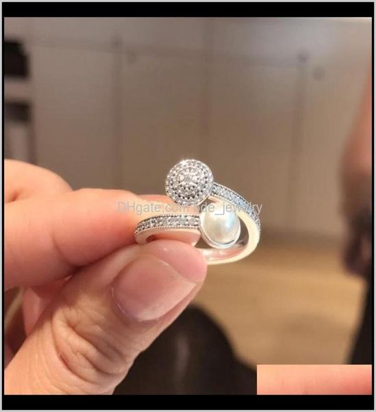 Jóias Pérolas Naturais Anel Aberto Conjunto Caixa Original Para 925 Sterling Sier Cz Diamante Elegante Mulheres Anéis De Casamento Entrega Gota 2021 Mfz9132345