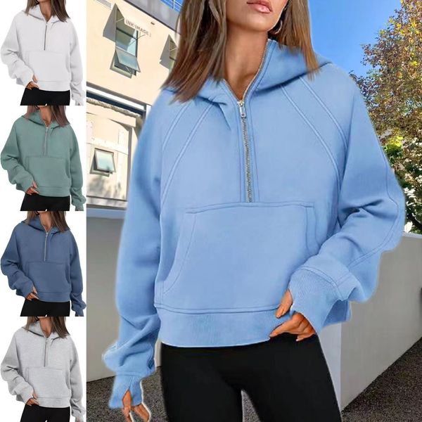 2024 lululemom Damen Yoga Scuba Half Zip Hoodie Jacke Designer Pullover Damen Define Workout Sport Mantel Sweatshirt Sport