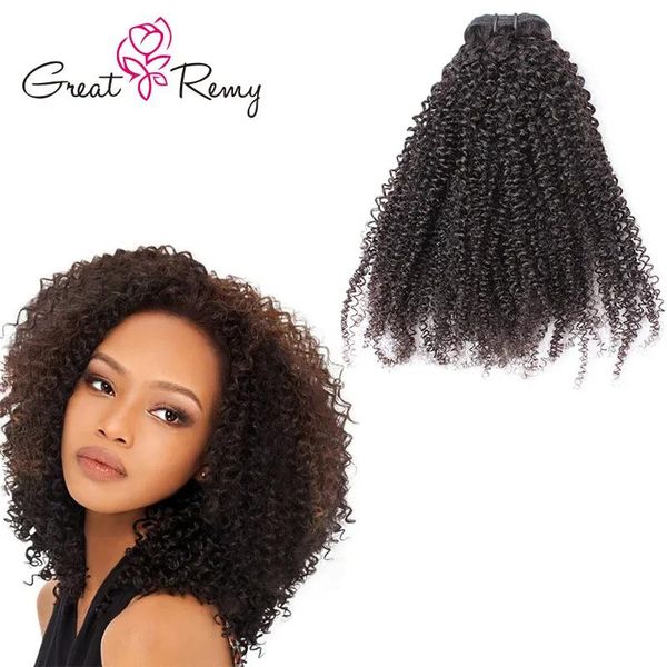 Schleifen GreaTremy Afro Kinky Curly Hairwebs Schuss volle Nagelhaut menschliches Haarverlängerungen Brasilianer Tiefes lockiges Wellenhaarbündel