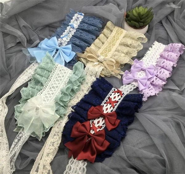 Fontes de festa mulitycolor argola de cabelo anime empregada cosplay bandana lolita laço flor headwear acessório presente artesanal d995