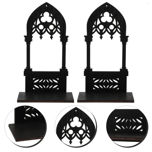 Castiçais pretos ornamentos titular mesa de metal grande estátua de madeira castiçal stands