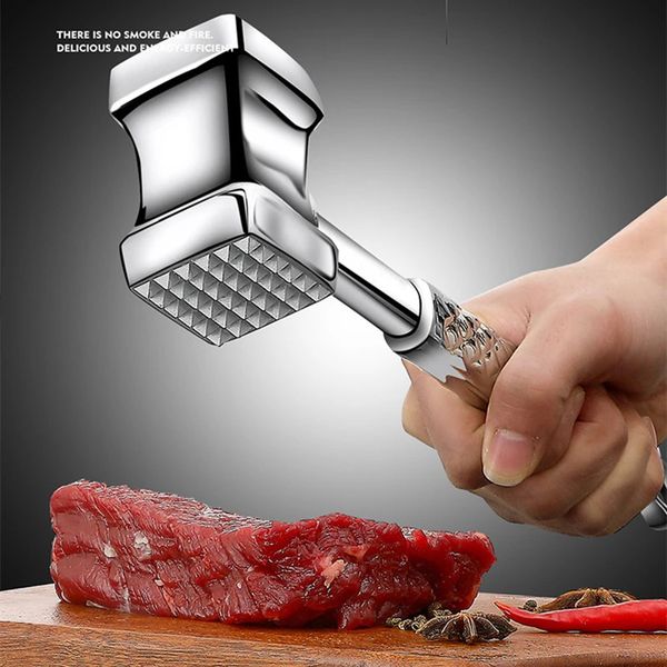 Martelo de carne de aço inoxidável, utensílios de cozinha multifuncionais, dois lados, amaciadores soltos, portátil, bife, carne de porco, ferramentas 240103