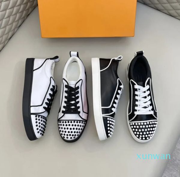 Clássico baixo topos spikes sapatos plana spike toe tênis de couro camurça stud tênis formadores das mulheres dos homens moda casual studs sapato