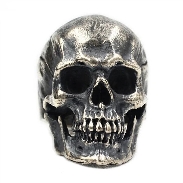 Eheringe Antik Silber Böser Totenkopf Ring Herren Totenkopf Ring Kurz und Fett Edelstahl Punk Rock Totenkopf Ring Herren Großhandel 240103