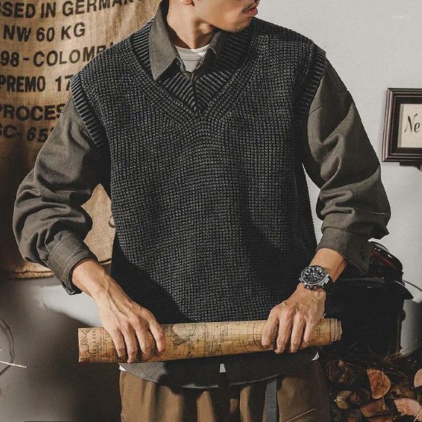 Maglioni da uomo 2024 Gilet in maglia con colletto Camicie da uomo Un set di abiti scolastici Maglione Vintage Nero di grandi dimensioni