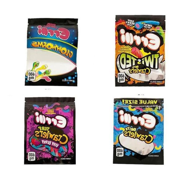 Sour Brite Crawlers Twiste BAG, 600 мг, закрывающаяся червячная упаковка из майлара Orkgv