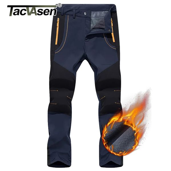 TACVASEN Winter Fleece Wandern Hosen Männer Wasserdichte Warme Thermo Softshell Hosen Outdoor Angeln Camping Ski Hose Männliche Hosen 240103