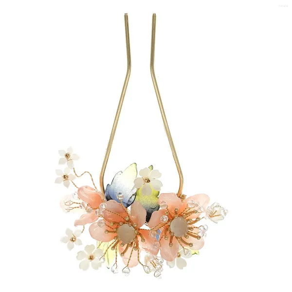 Chinesische U-Form Haar Stäbchen Harz Blume Stick Prong Updo Pins Für Cheongsam Han Kleidung Tee Tragen