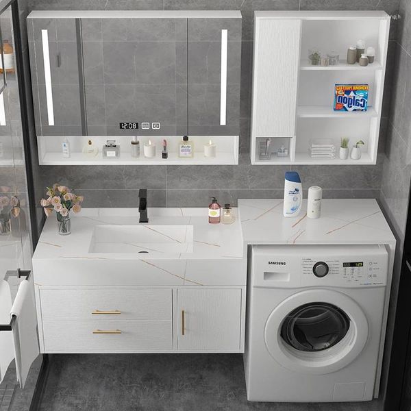 Torneiras de pia do banheiro Máquina de lavar roupa All-in-One Varanda Combinação Parceiro Lavatório Lavagem Espelho Inteligente