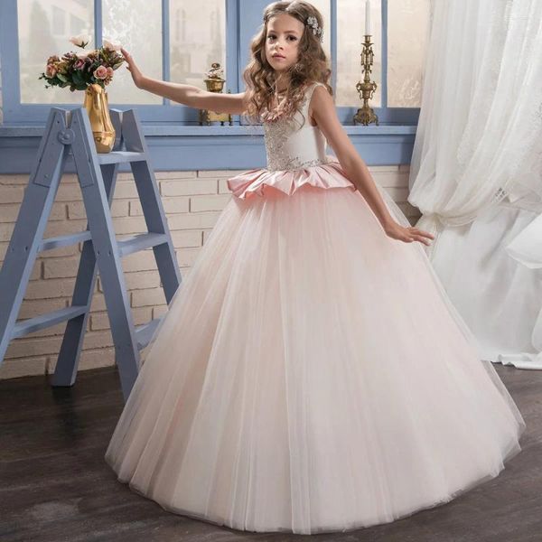 Vestidos de menina europa e américa padrão meninas prego diamomds flor casamento dressgirl grande bainha vestido de desempenho