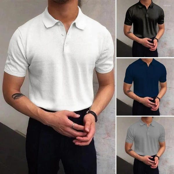 Homens camisetas Resistente ao encolhimento Homens Camisa Manga Curta Lapela Collar Top Confortável Slim Fit Pure Masculino Roupas