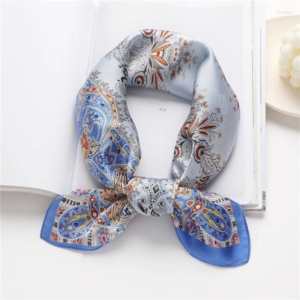 Sciarpe Stampa Paisley Bandana Testa Fazzoletto di seta da donna Piccola sciarpa Hijab per donna Fascia in raso Sciarpe quadrate con cravatta 70