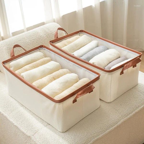Sacos de armazenamento portátil caixa de roupa interior algodão linho quadro de aço lavável desktop itens domésticos cesta de roupas