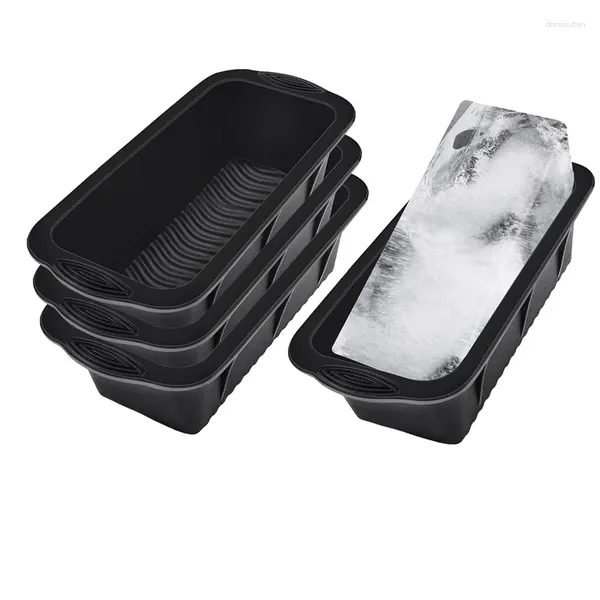 Stampi da forno 4 pezzi Stampo per blocchi di ghiaccio Gel di silice nero Silicone riutilizzabile per refrigeratore da bagno