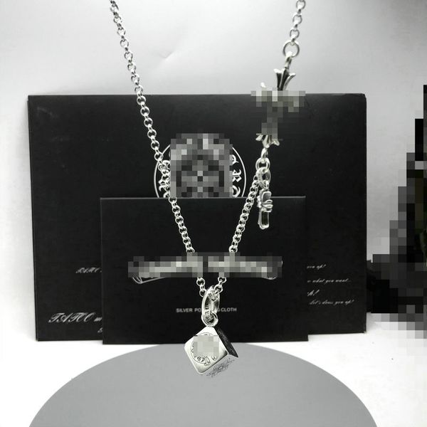Ожерелье с крестом для мужчин и женщин, многоэлементная подвеска в виде кубиков, винтажное тайское серебряное ожерелье, подарок для пар