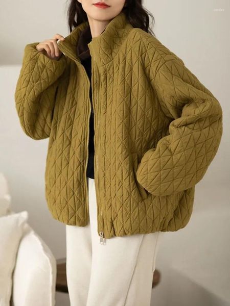 Женские куртки, зимнее пальто, куртка большого размера в стиле Харадзюку, свободный топ на молнии с длинными рукавами, одежда в корейском стиле, стеганые пальто, женская верхняя одежда