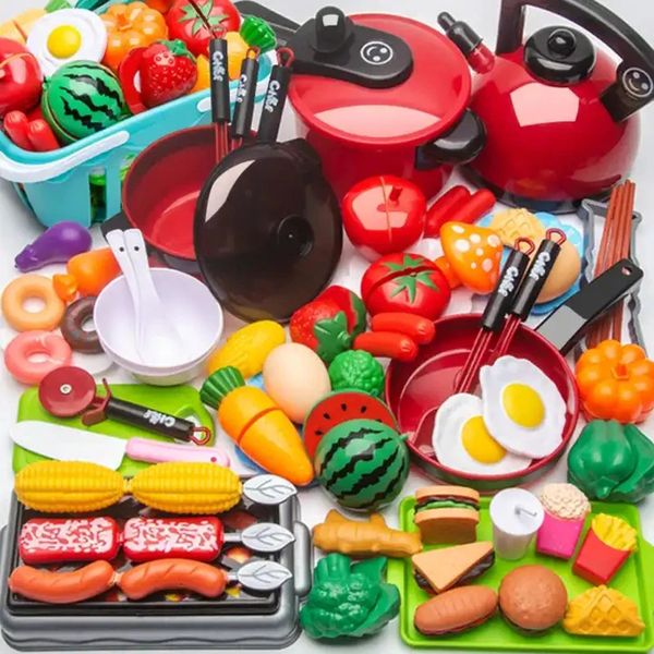 Corte jogar brinquedo de comida para crianças cozinha fingir frutas legumes acessórios brinquedo educativo kit comida para criança crianças presente 240104