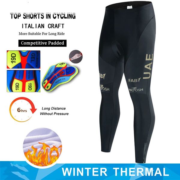 UAE Winter-Fahrradhose für Herren und Damen, thermisch, warm, lange Radhose, Fleece, reflektierend, winddicht, Sport-Fahrradhose 240104