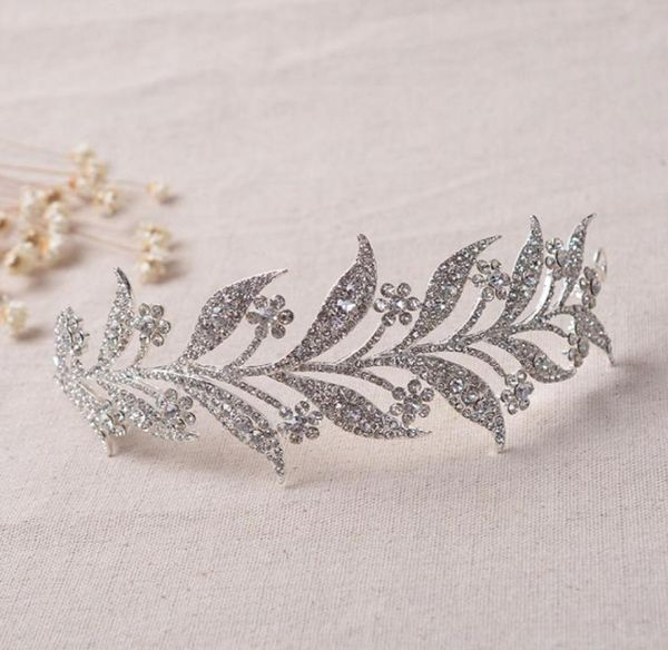 Blatt Blumen Kristall Braut Haarteile Legierung Po S Hochzeit Tiaras Kronen Blätter Braut Stirnband DIY Rose Gold Silber1134355