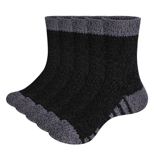 YUEDGE Flauschige Herrensocken aus weichem Fleece, kuschelig, flauschig, warm, zum Schlafen, für Männer, Größe 37, EU, 5 Paar, Packung 240103